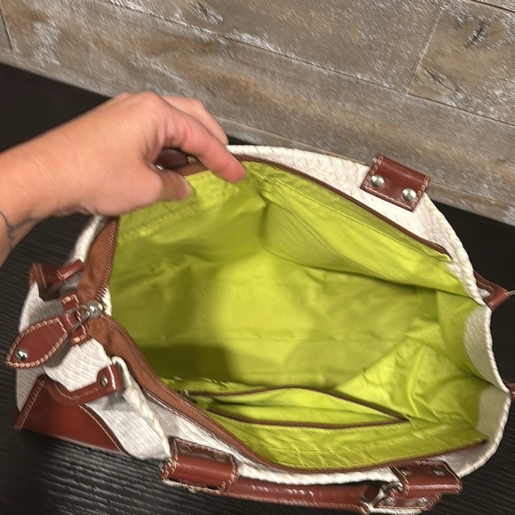 CLAUDIA Firenze genuine leather white and brown  made in Italy shoulder bag - Picture 8 of 15